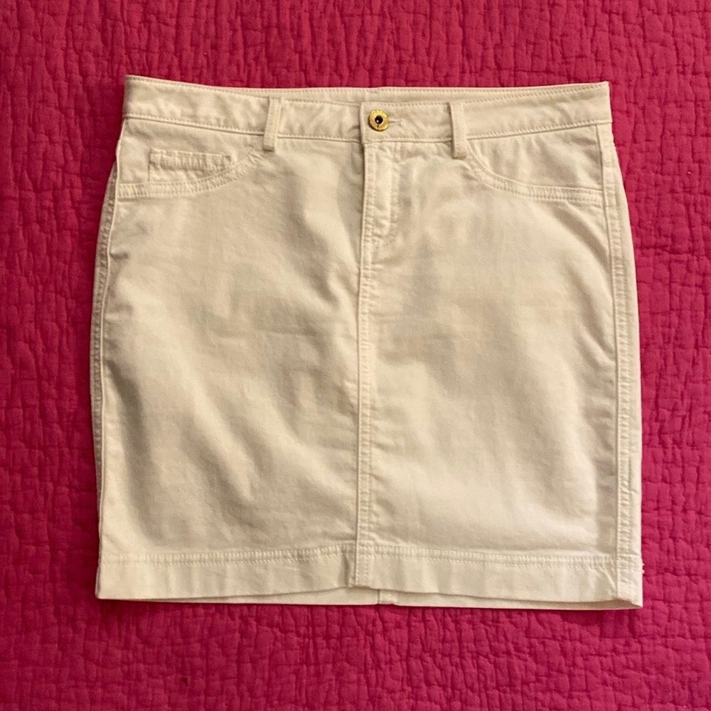 Robert Rodriguez white denim mini skirt, US6